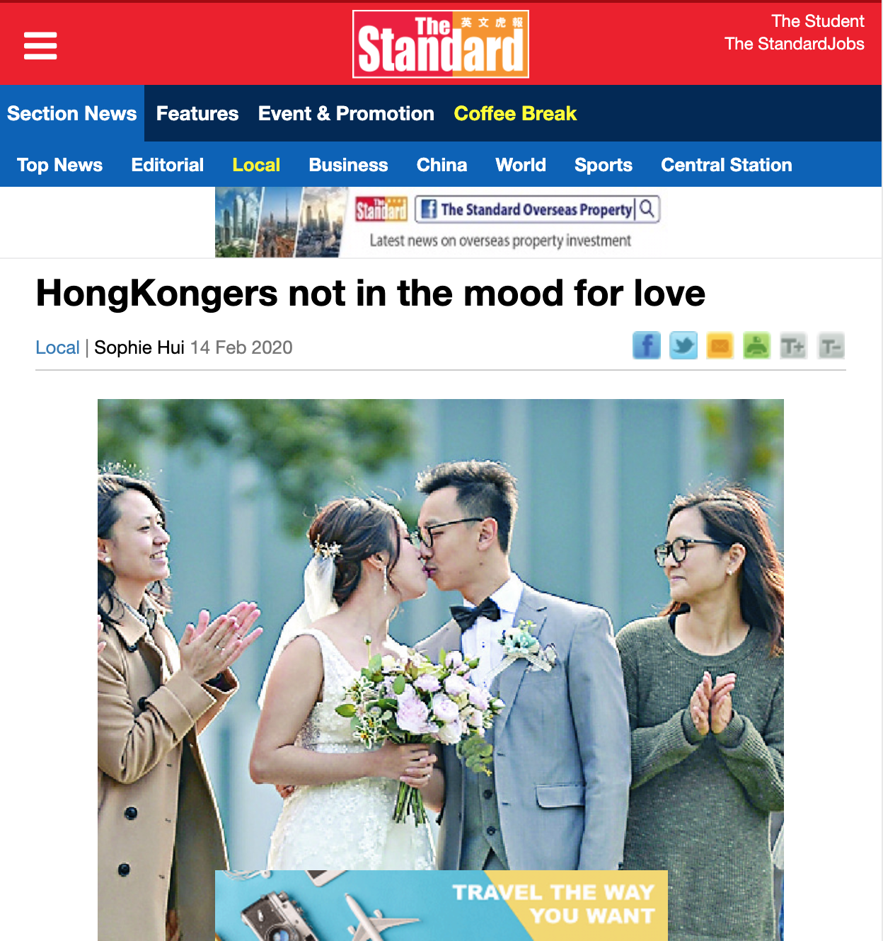 Speed Dating 傳媒報導: HongKongers not in the mood for love